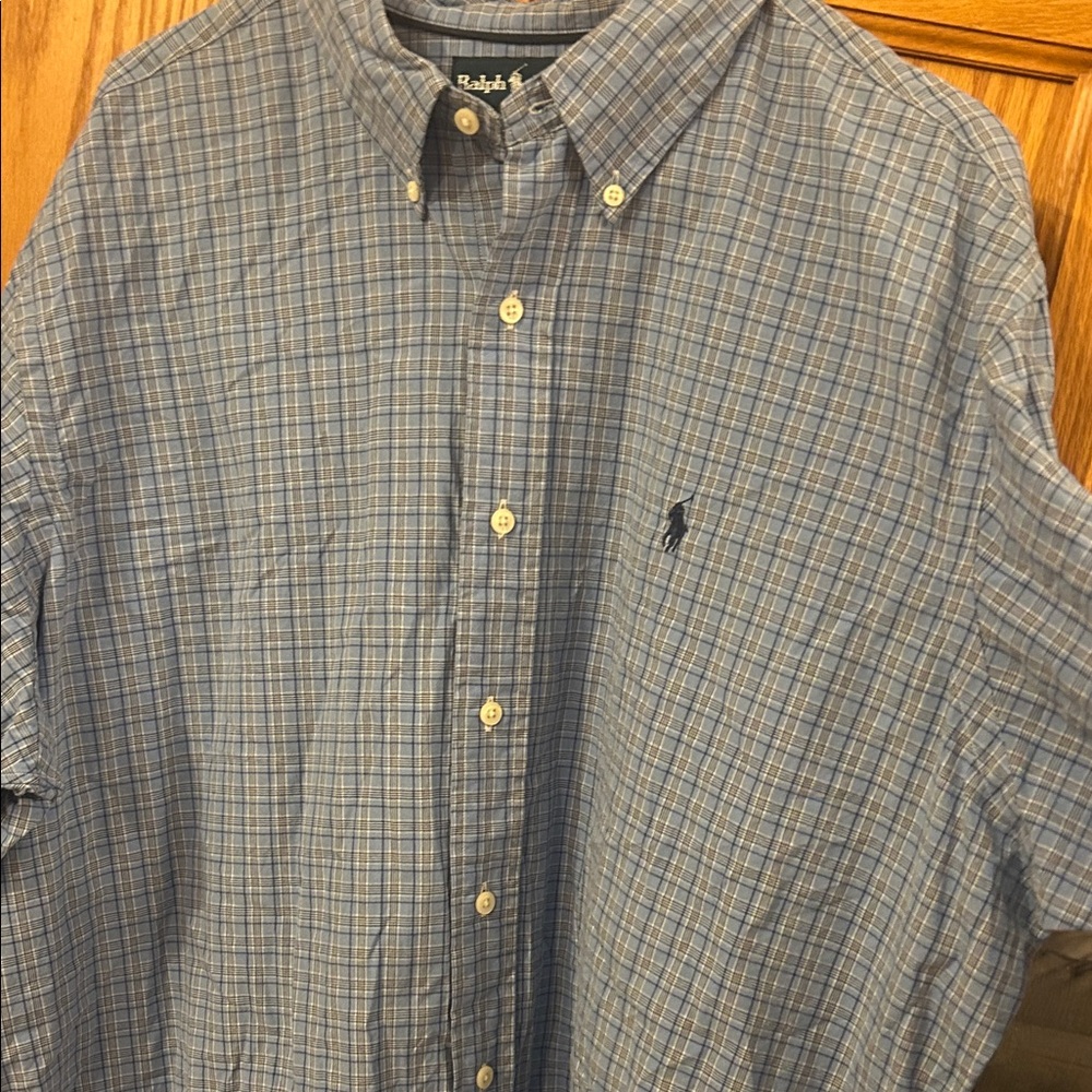 Ralph Lauren Men's Light Blue Checkered Shirt